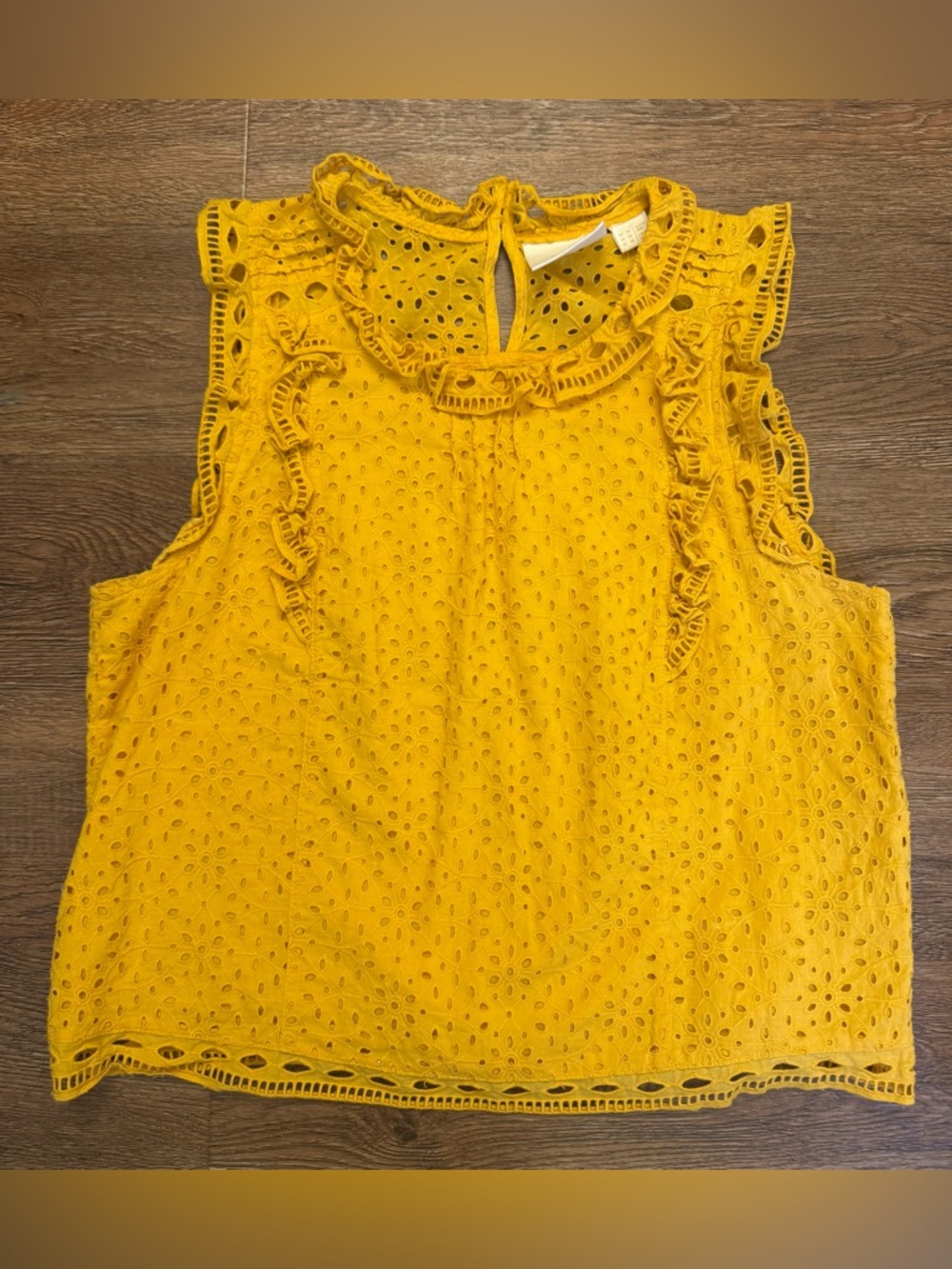 Maeve by Anthropologie - Yellow Eyelet Ruffle Sleeveless Top size 10